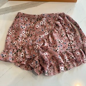 Shein pink tween girl ditsy floral print ruffle hem skort